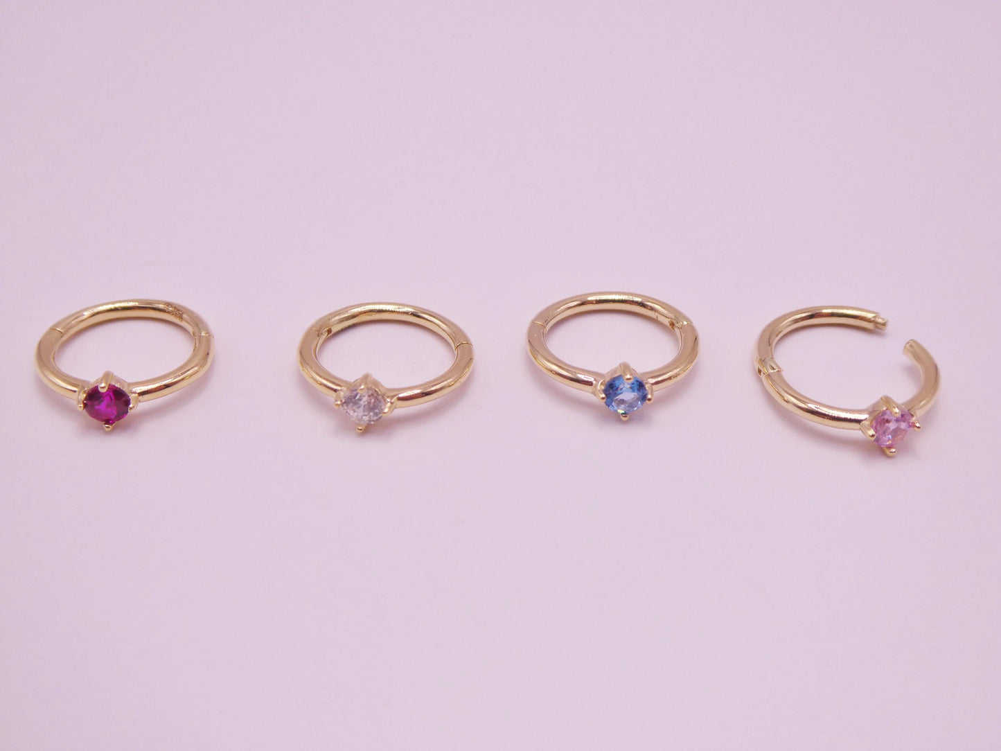 14k real solid yellow gold seamless clicker cartilage helix hoop