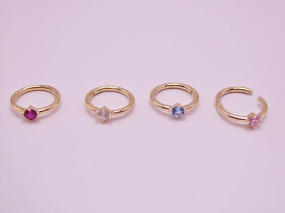 14k Real Solid Yellow Gold Seamless Clicker Cartilage Helix Hoop