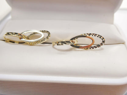 Real 10k Solid Yellow Gold Designer Hoop Huggie Earrings
