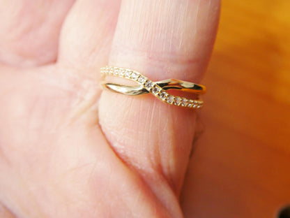 Real 10k Solid Yellow Gold Women's Classic Micro Pave Setting Ring