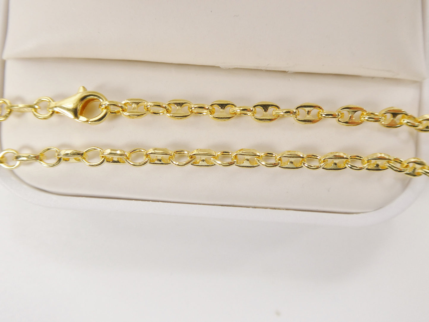 Real 925 sterling silver 10 inch mariner anklet 14k yellow gold finish