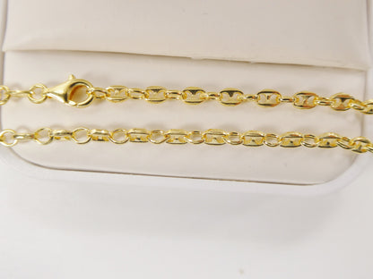 Real 925 Sterling Silver 10 Inch Mariner Anklet 14k Yellow Gold Finish