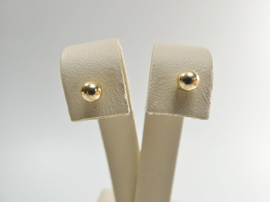 14k solid yellow gold 4mm screw post ball earring