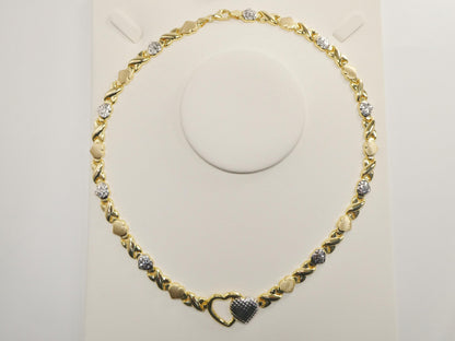Real 925 Sterling Silver XO Heart Stampato Set Necklace and Bracelet