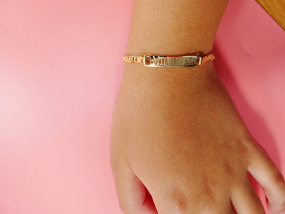 14K Real Solid Yellow Gold 6 Inch Figaro Style Baby ID Bracelet