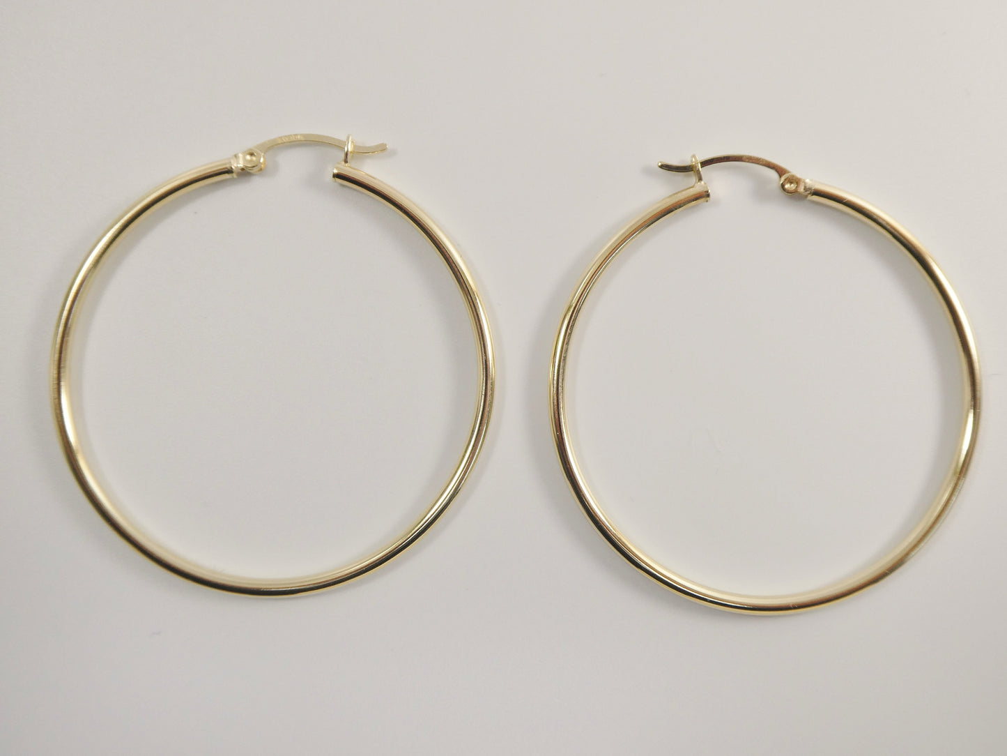 real 10k solid yellow gold plain high polish 45mm hoop earring