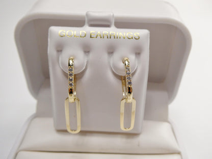 Real 10k Solid Yellow Gold Designer Hoop Huggie Earrings