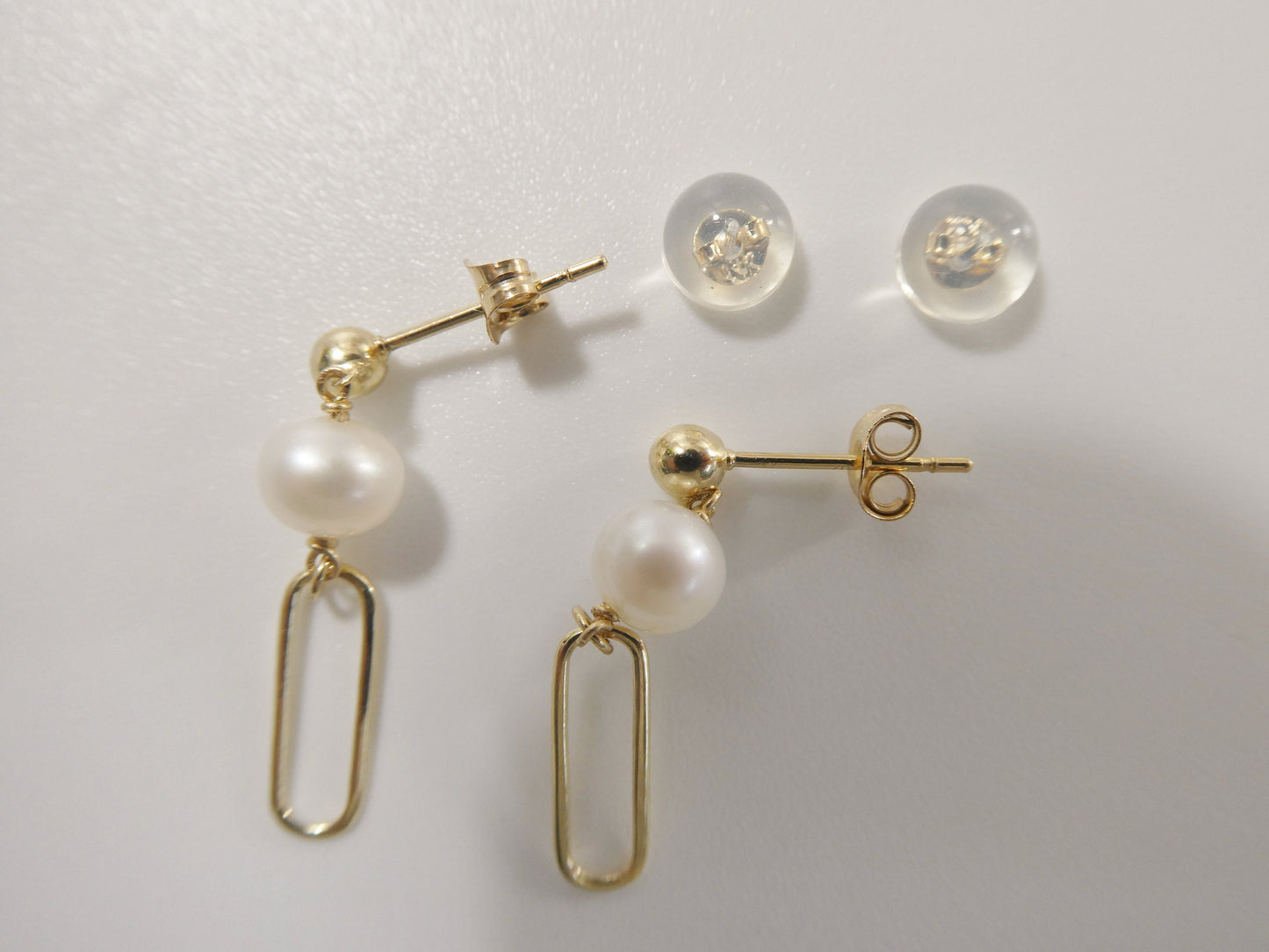 real 10k solid yellow gold freshwater cultured pearl stud earrings dainty