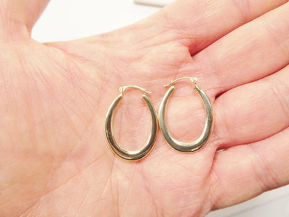 10k Real Solid Yellow Gold Classic Design Polish Hoop Earrings