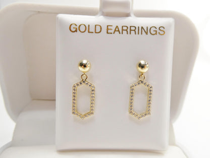 Real 10k Solid Yellow Gold Design Paperclip Push Post Earrings