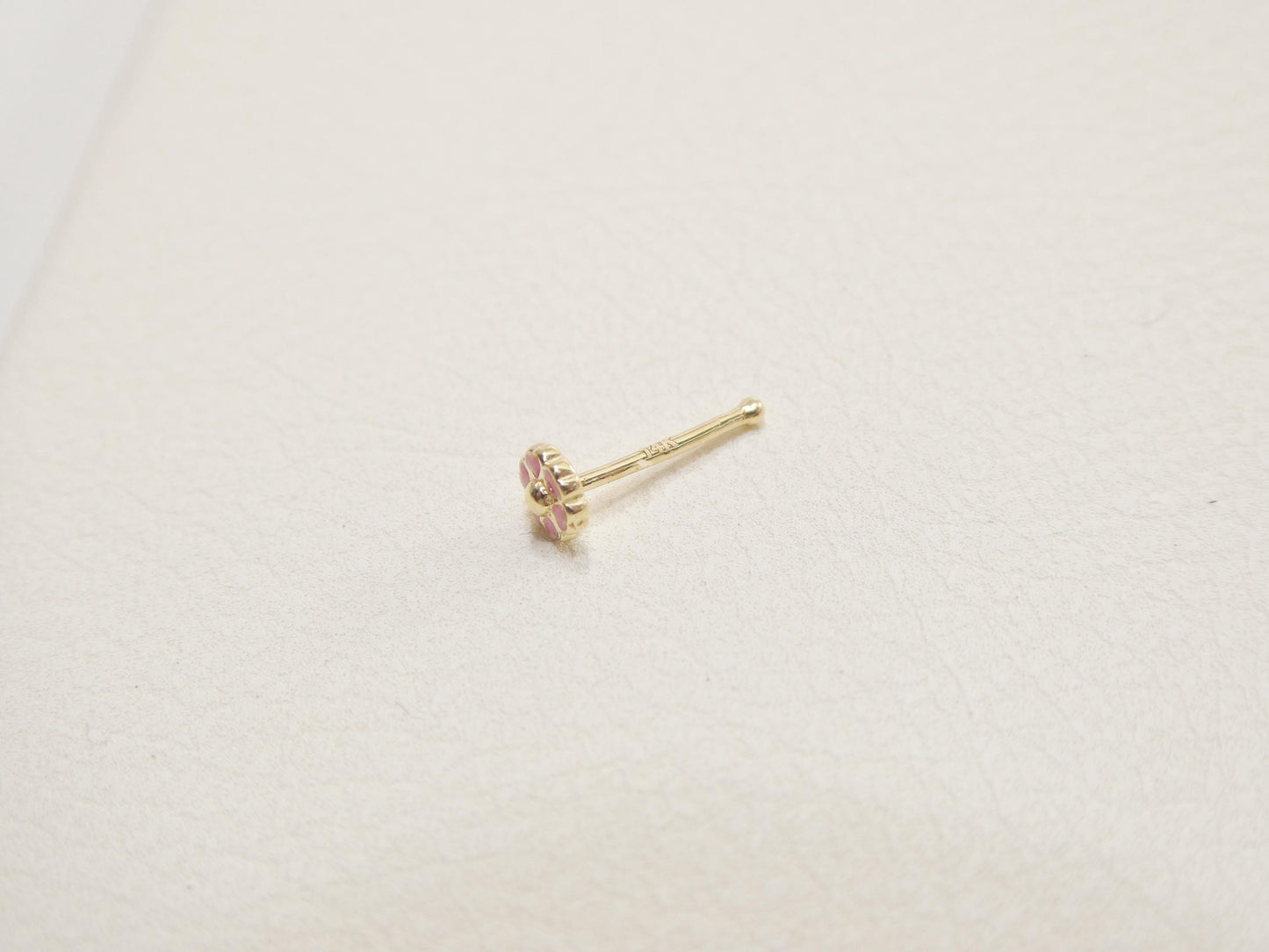 14k real solid yellow gold pink flower nose rings