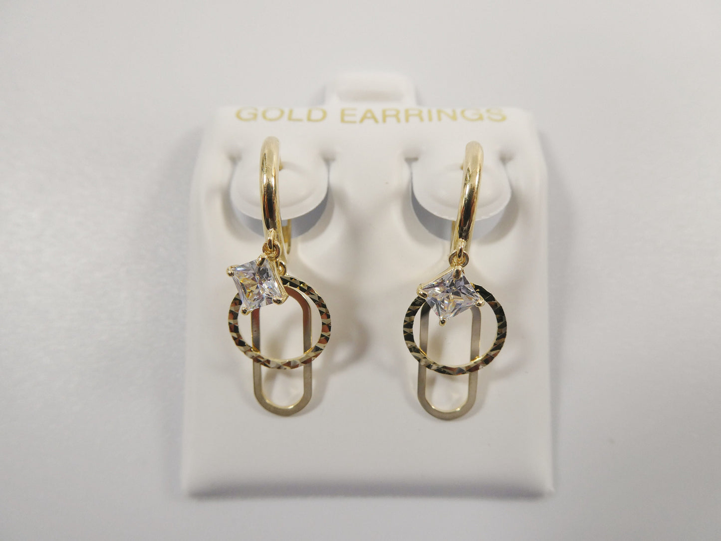 10K real solid yellow gold  paper clip style huggie fancy ladies earrings