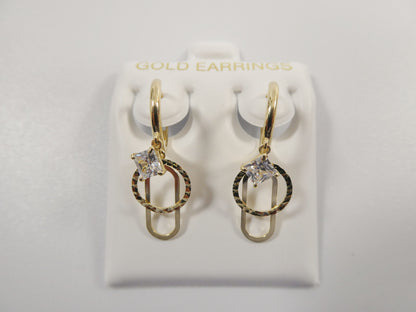 10K Real Solid Yellow Gold Paper Clip Style Buggie Fancy Ladies Earrings
