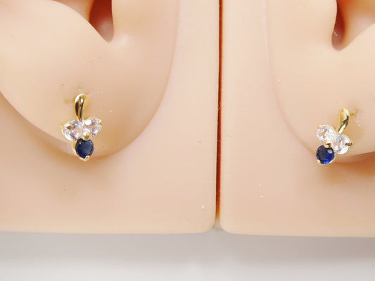 10k real solid yellow gold birthstone screw back children earrings flower shape