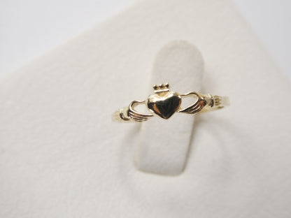 10k Solid Yellow Gold Women Girl Claddagh Ring