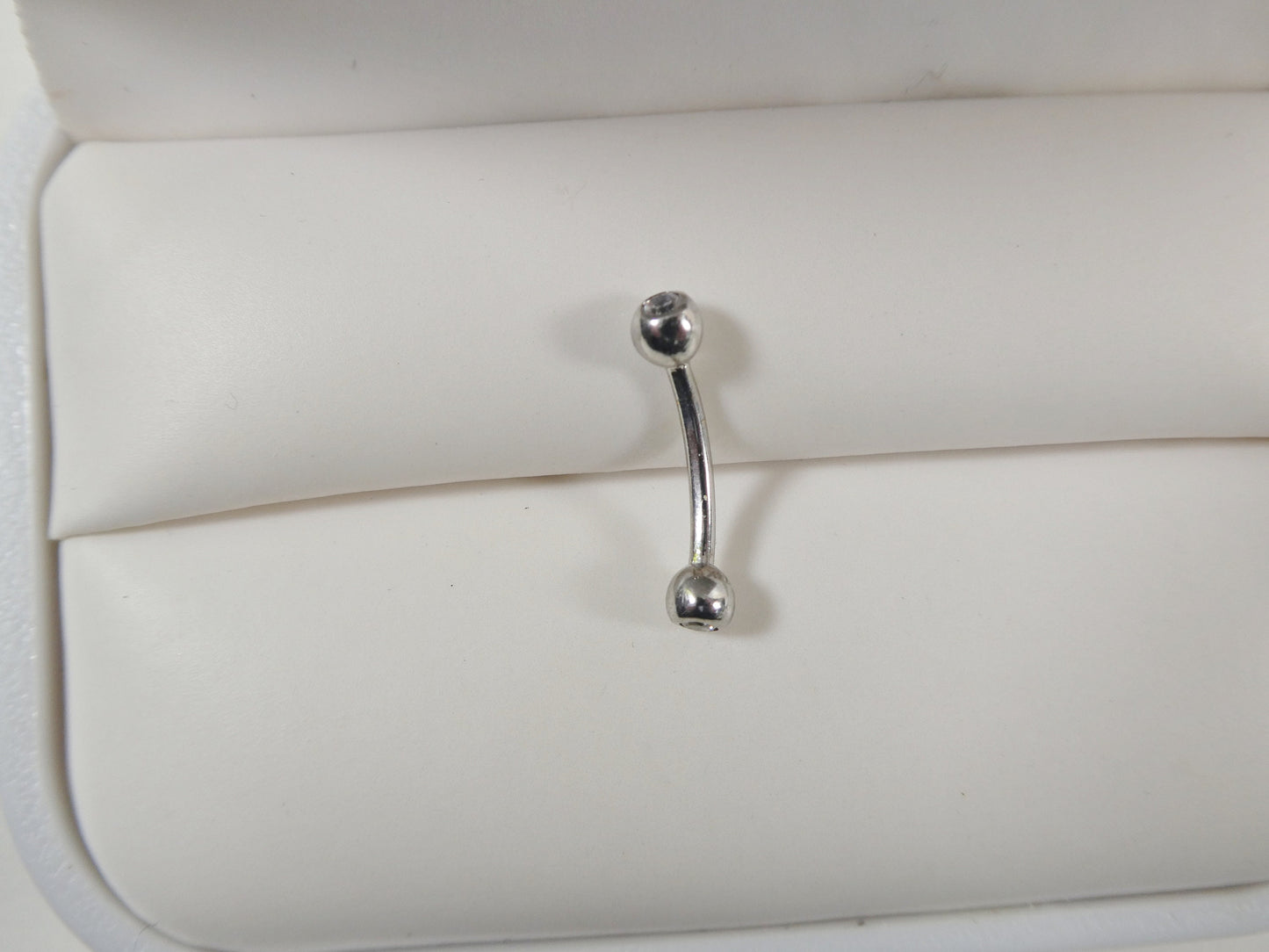 14K real solid yellow gold white gold eyebrow cz both side curve piercing