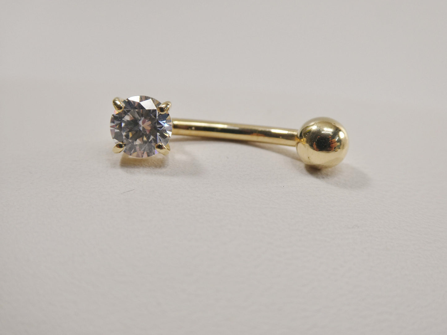 14k real solid yellow gold 5mm stone basket setting belly button ring piercing