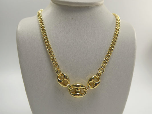 16 inch real 925 sterling silver puffed mariner necklace