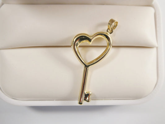 real 14k solid yellow gold high polish key charm