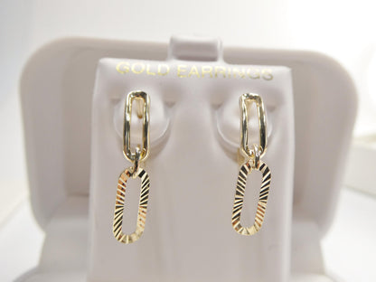 Real 10k Solid Yellow Gold Designer Hoop Huggie Earrings