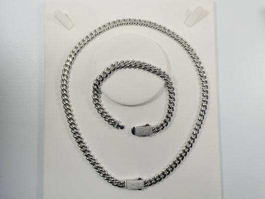 real 925 sterling silver 7mm solid Monaco style 14k white gold color finish