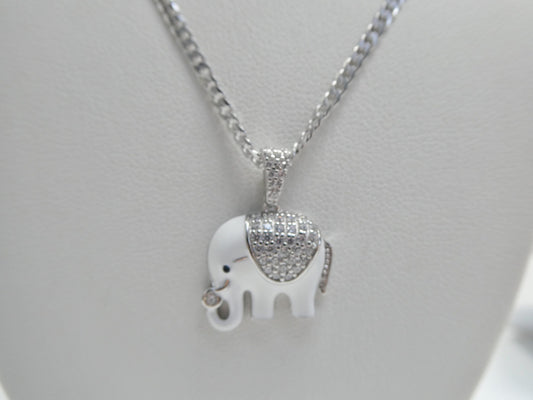 real 925 sterling silver enamel elephant pendent and 18 inch chain