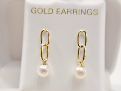 Real 10k Solid Yellow Gold Freshwater Cultured Pearl Stud Earring Dainty