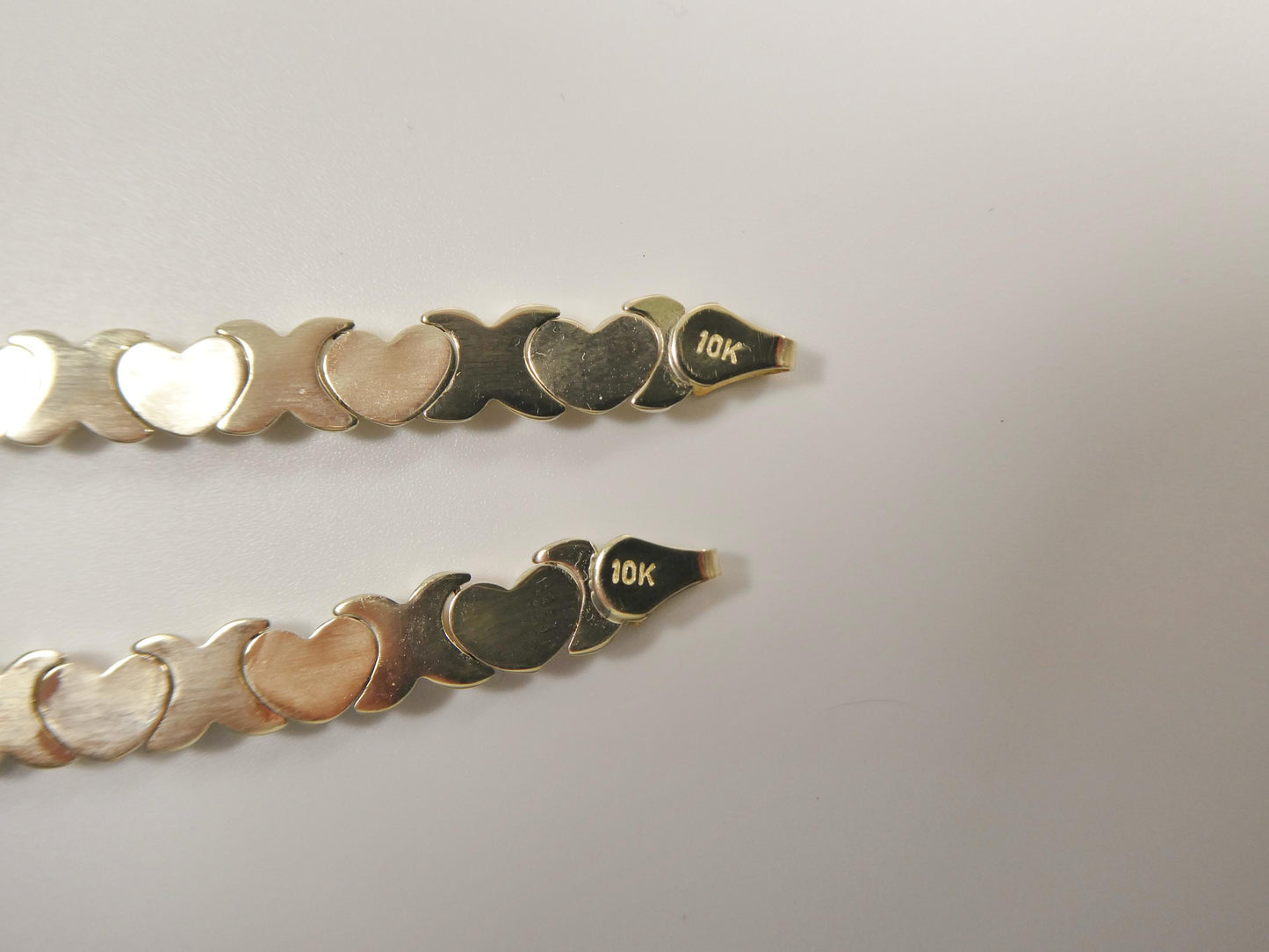 real 10k solid yellow gold 6 inch children/women xo heart bracelet