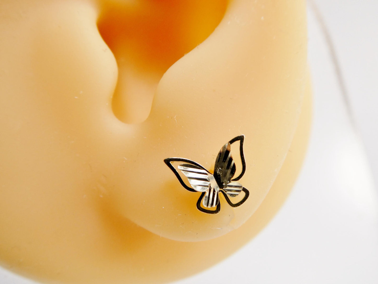 10k real solid gold butterfly push post post earrings