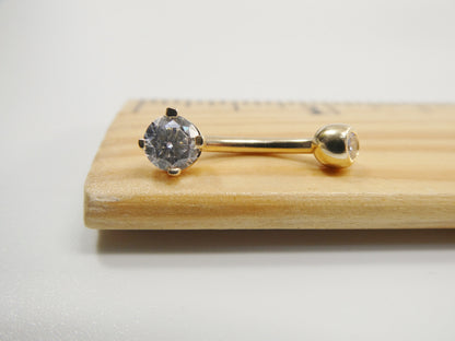 14k Real Solid Yellow Gold 5mm Stone Dangling Belly Button Ring Piercing
