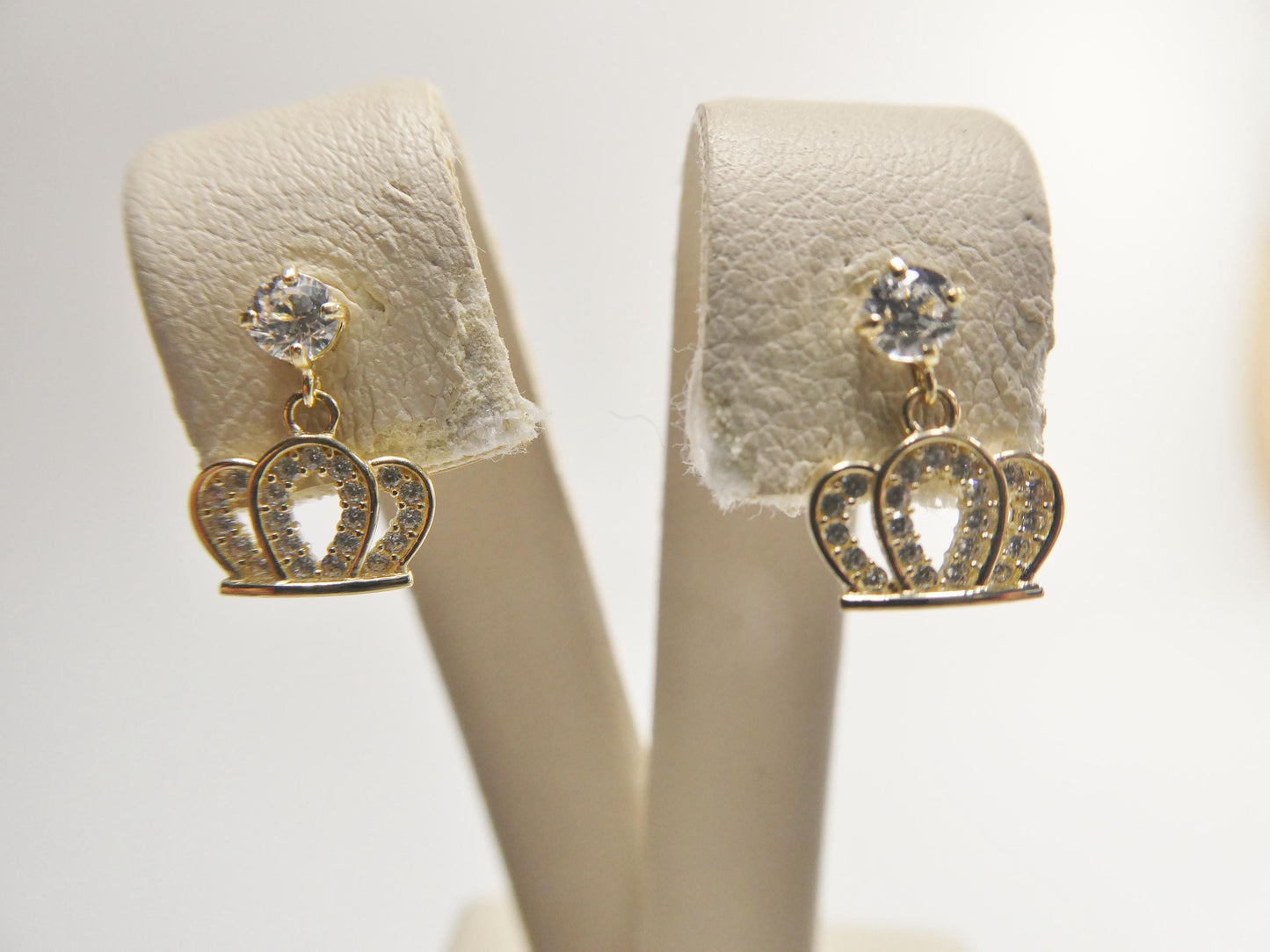 real 10k solid yellow gold crown push post earrings