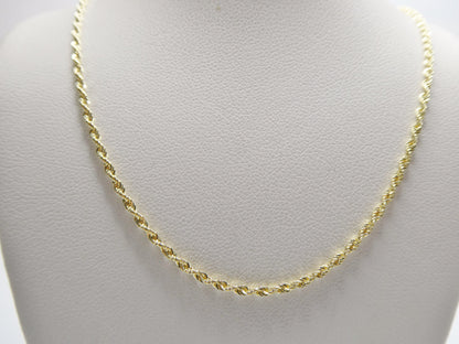 Real 14k Solid Yellow Gold Rope Chain Women Men Necklace