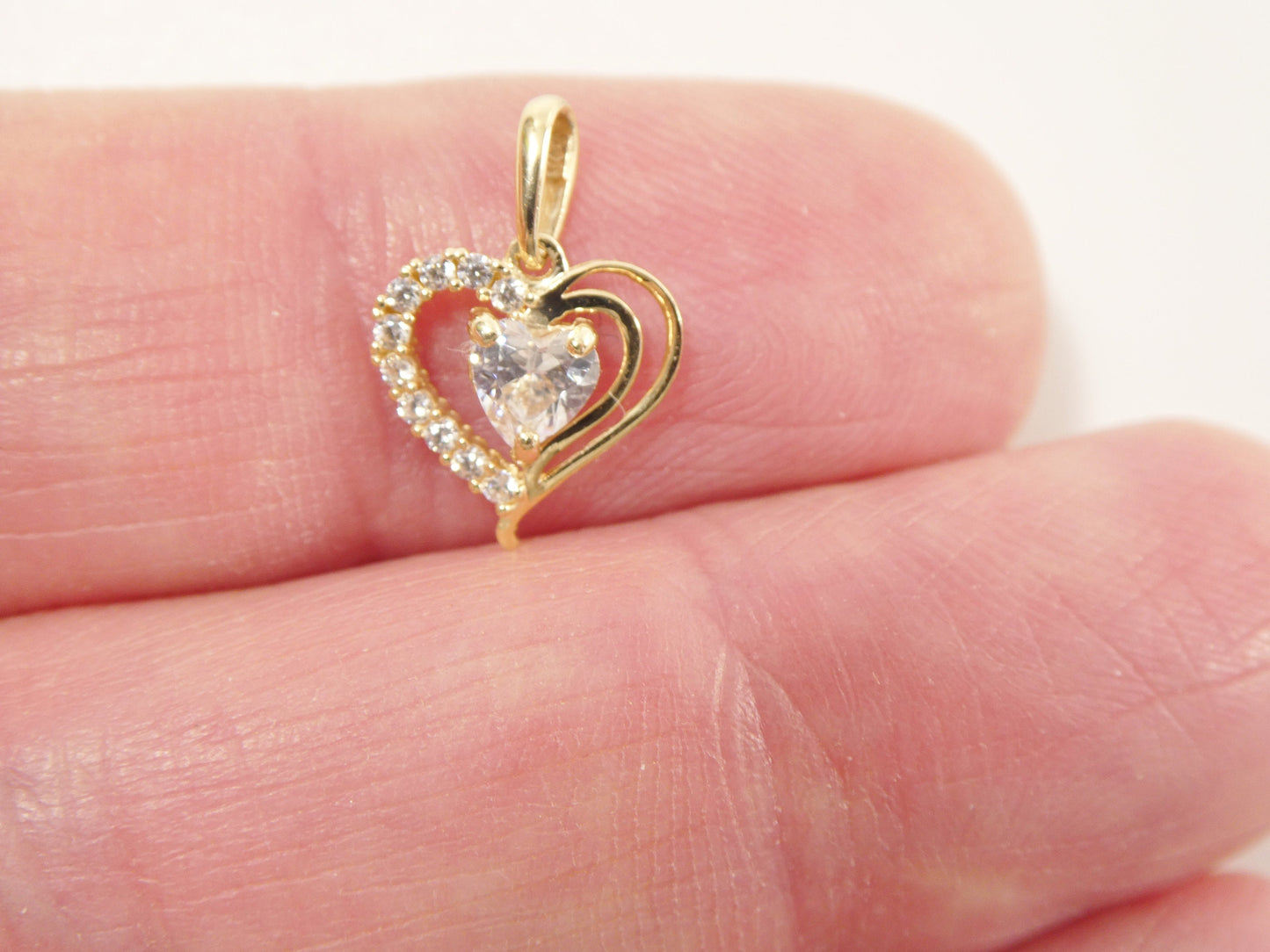 14k real solid yellow gold heart high polish charm pendent