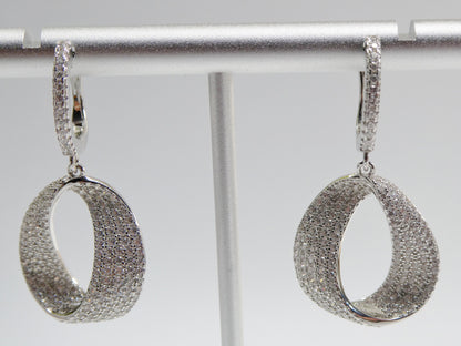 Real 925 Sterling Silver Micro Pave Setting 14k White Gold Color Finish Drop Earrings
