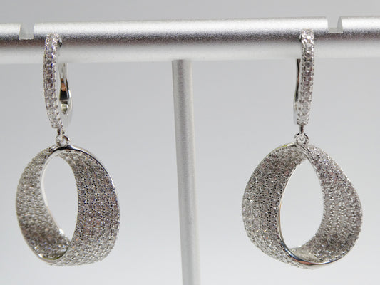 real 925 sterling silver micro pave setting 14k white gold color finish drop earrings