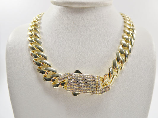 9mm 14k yellow gold filled Monaco bracelet / necklace fancy box lock