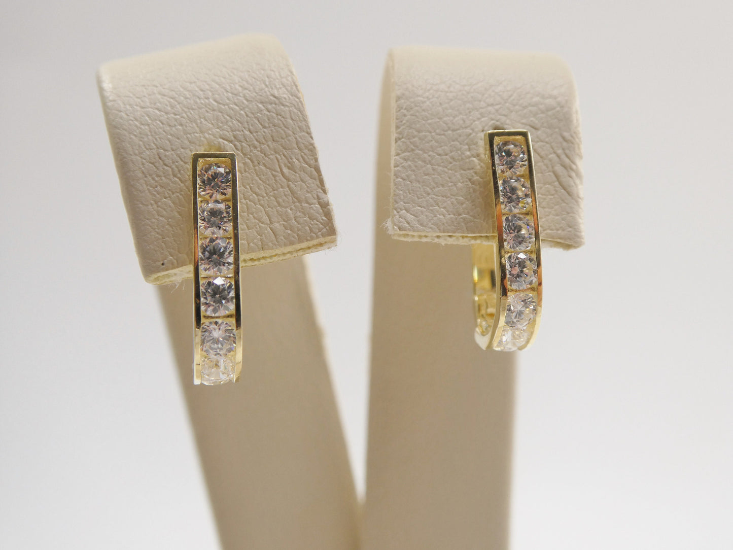 real 10k solid yellow gold birthstone color straight line French back earring