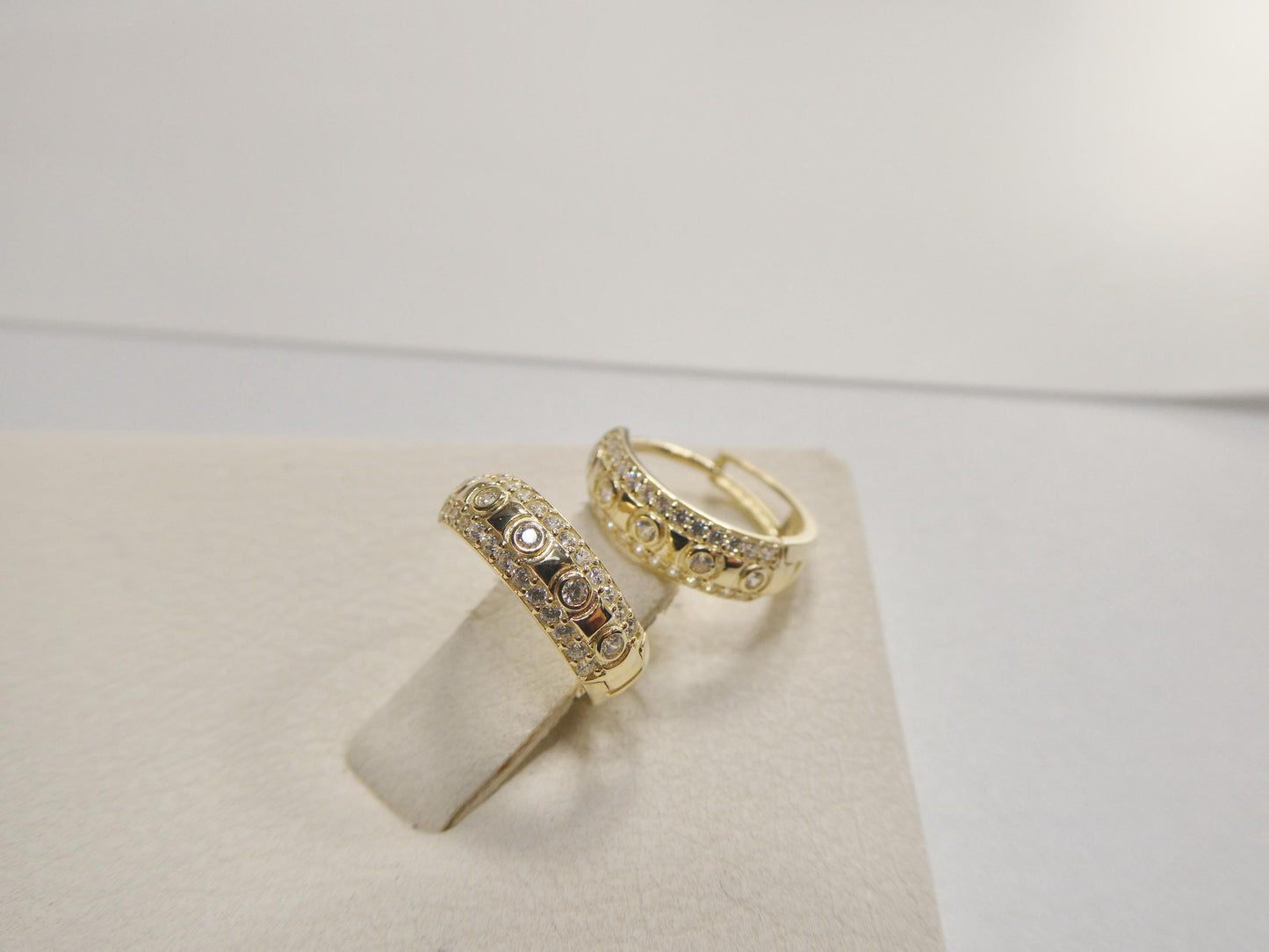 real 10k solid yellow gold designer hoop huggie earrings