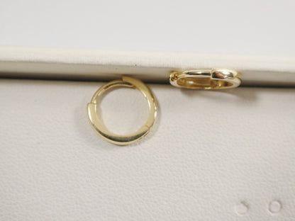 Real 10k Solid Yellow Gold 11mm High Polish Plain Hoop Huggie Earrings