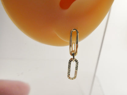 Real 10k Solid Yellow Gold Designer Hoop Huggie Earrings