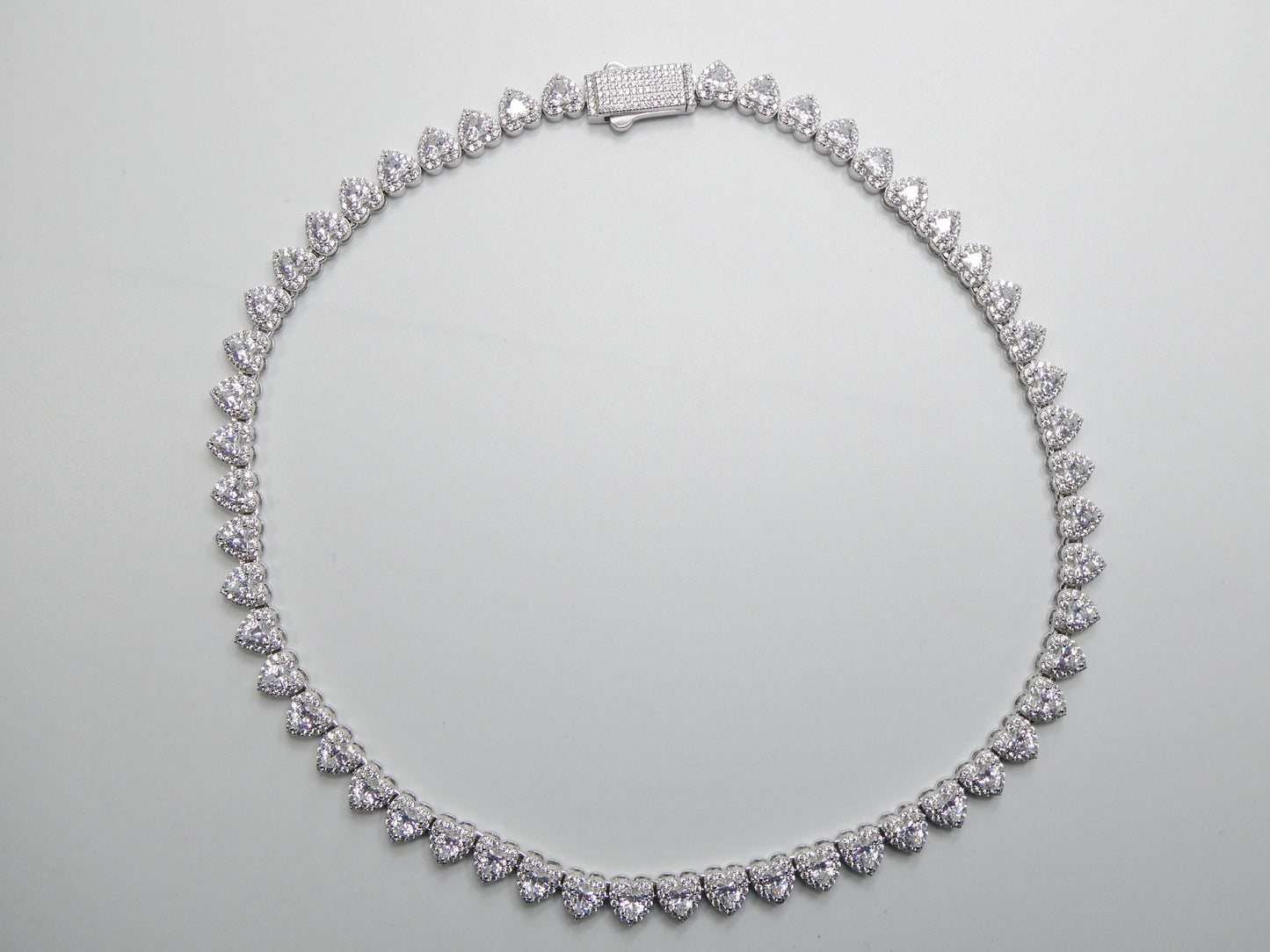 real  925 sterling silver heart stone set necklace and bracelet