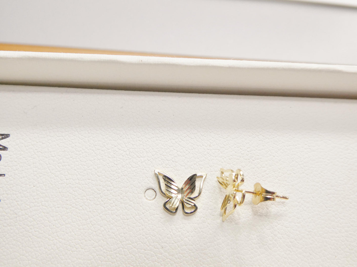10k real solid gold butterfly push post post earrings