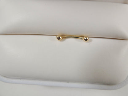 14K Real Solid Yellow Gold White Gold Eyebrow CZ Both Side Curve piercing