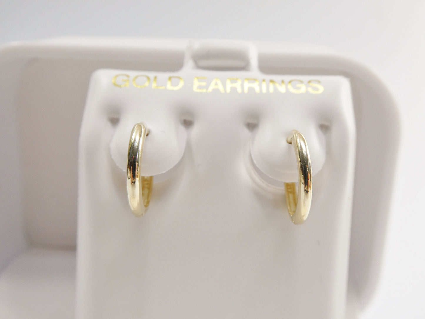 real 10k solid yellow gold 12mm high polish plain hoop huggie earrings