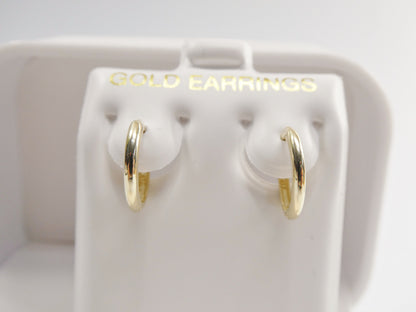 Real 10k Solid Yellow Gold 12mm High Polish Plain Hoop Huggie Earrings