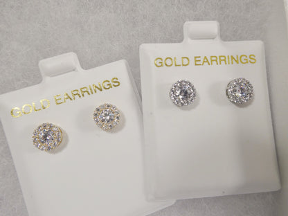 Real 10k Solid Yellow Gold Push Post Circle Stud Earrings