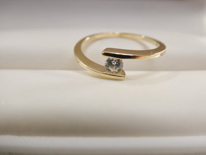 Real 14k Solid Yellow Gold Women's Classic Micro Pave Setting Pinky Ring
