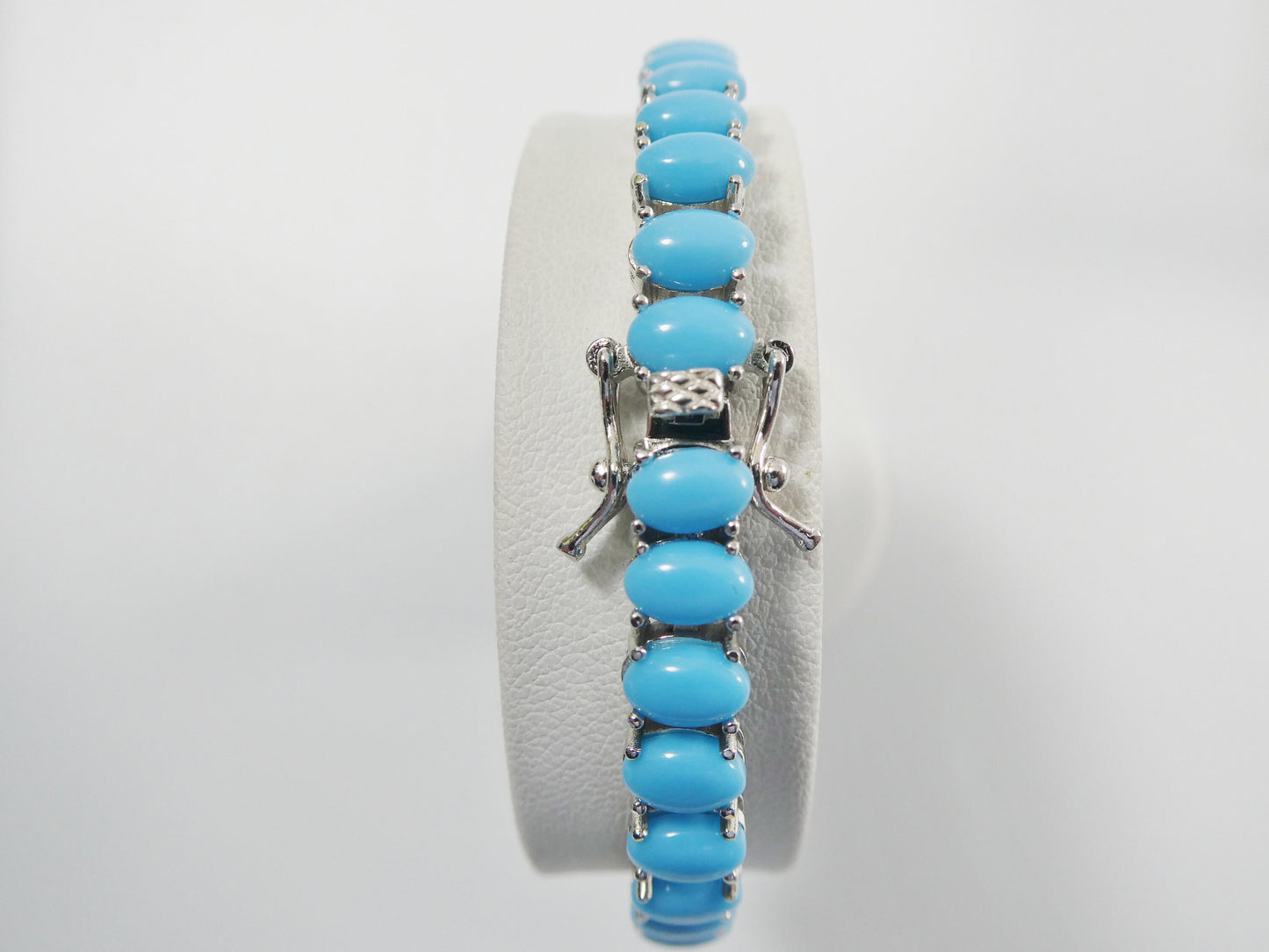7 inch real 925 sterling silver turquoise tennis bracelet