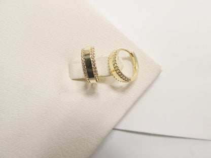 Real 10k Solid Yellow Gold Designer Hoop Huggie Earrings