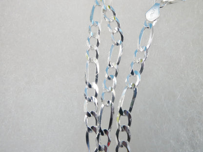 Real 925 Sterling Silver 4.5mm Italian Concave Figaro Solid Chain Lobster Lock Clasp